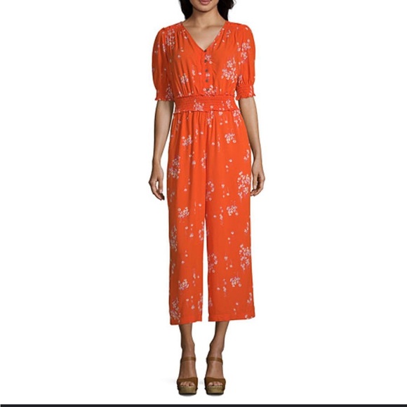 Floral Orange Jumpsuit - Picture 1 of 1